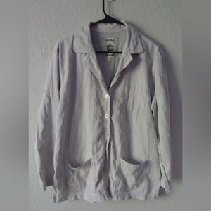 Chicos Jacket Utility Work Ware 1/med Cream Neutral Cotton Lagenlook